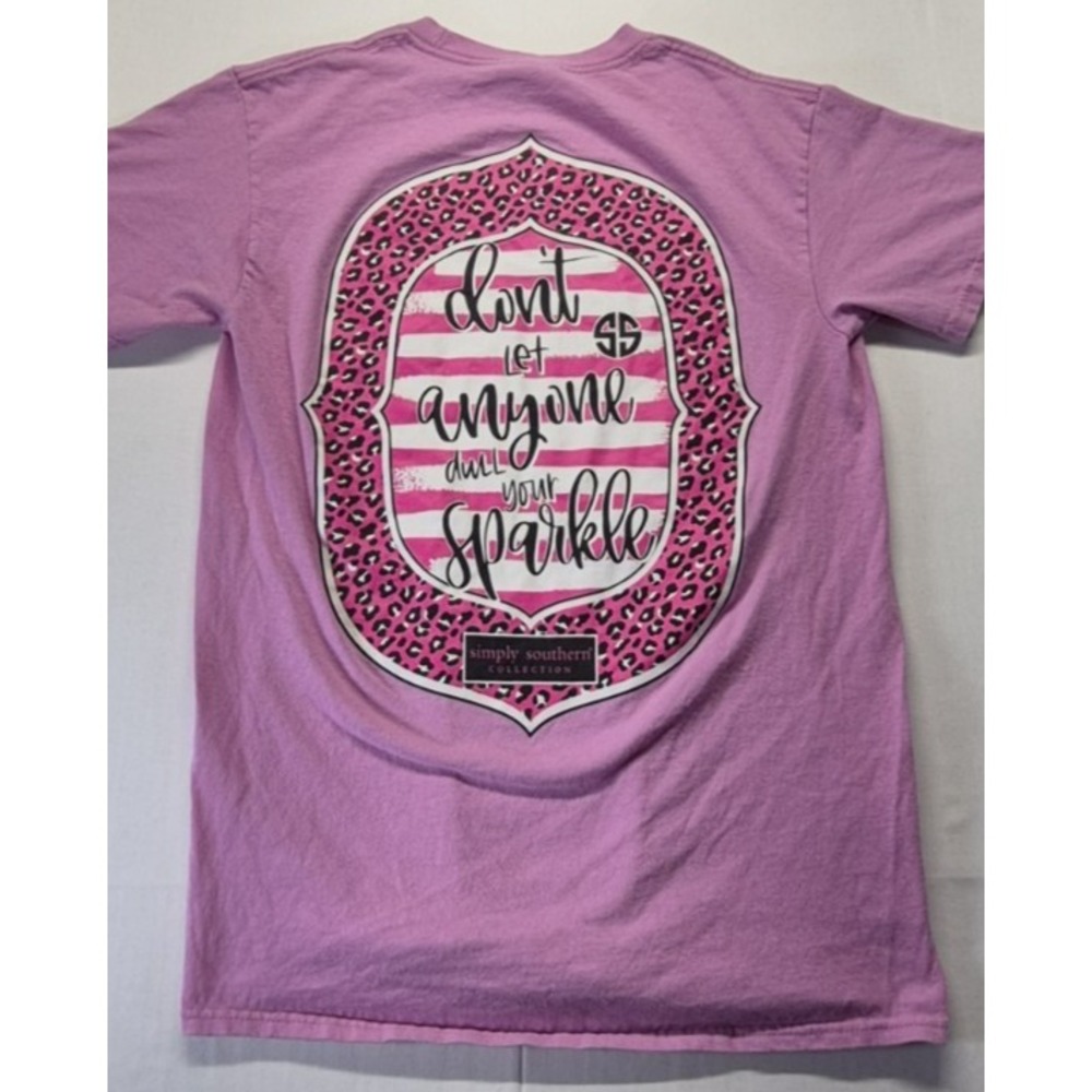 Simply Southern‎ women pink graphic shirt sz S Dont Let Anyone Dull your Sparkle